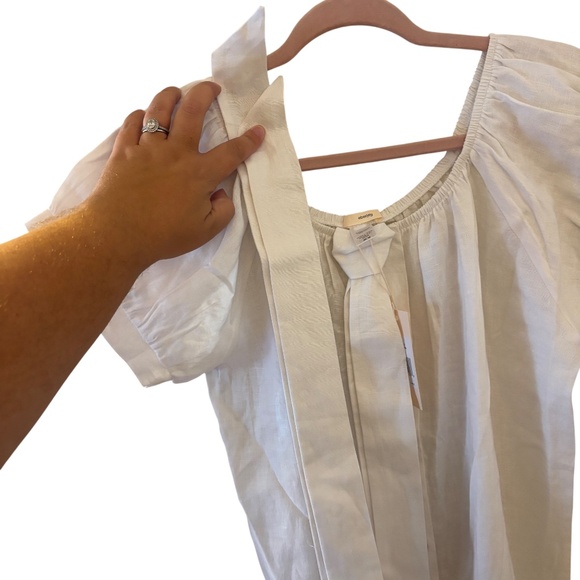 NWT Eberjey 100% Linen Harper Button Front Midi Dress White M - Picture 7 of 10